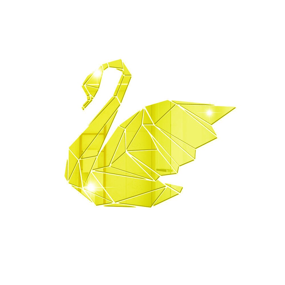 Sticker autocolant Lebada din oglinda acrilica, cu sablon aplicare, 60x52 cm, auriu