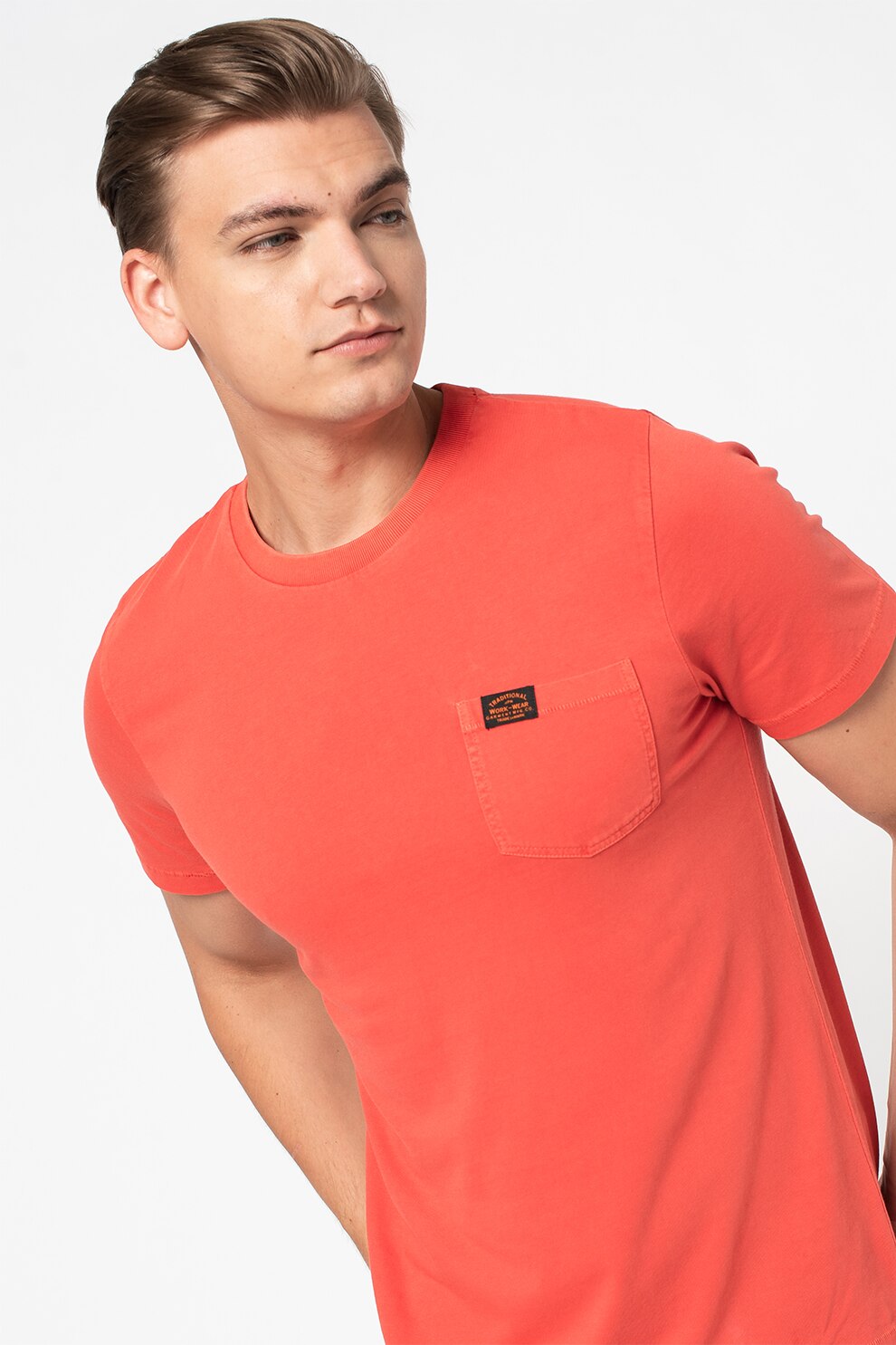 SUPERDRY, Tricou cu buzunar pe piept Workwear, Corai, L