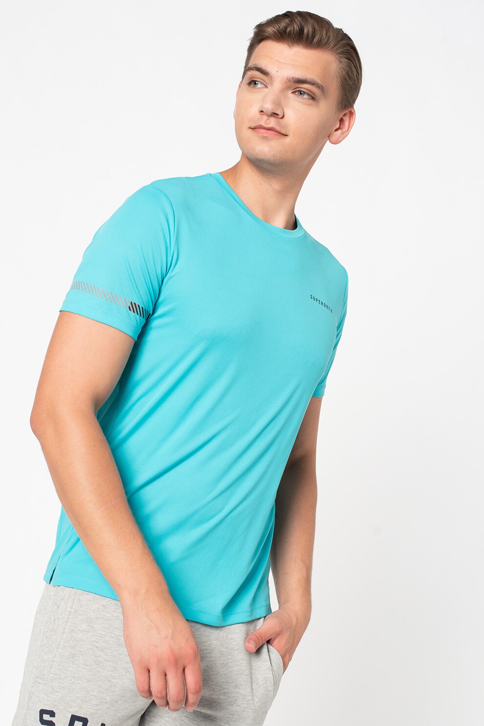 SUPERDRY, Tricou Run Featherweight, Albastru aquamarin