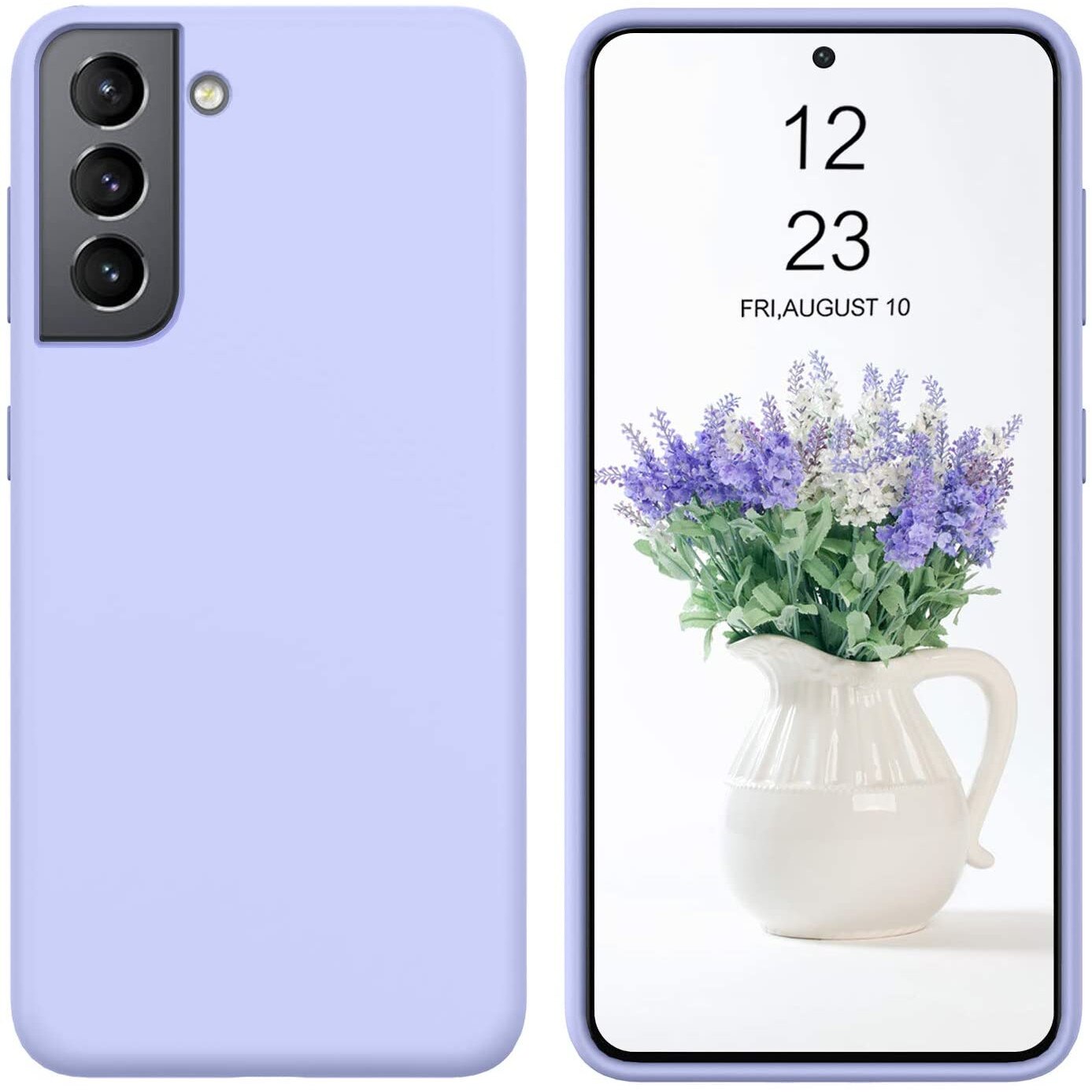 Husa din silicon mat, interior de catifea, compatibila cu Samsung Galaxy S21 Plus, lila