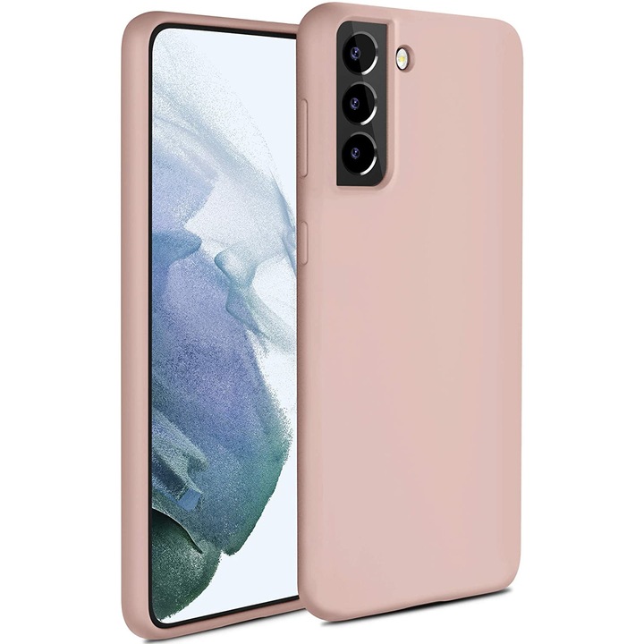 Матово силиконово покритие, кадифена вътрешност, съвместимо със Samsung Galaxy S21 Plus, прашно розово