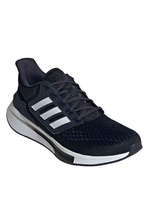 adidas Performance, Pantofi din plasa tricotata pentru alergare EQ21, Alb/Bleumarin