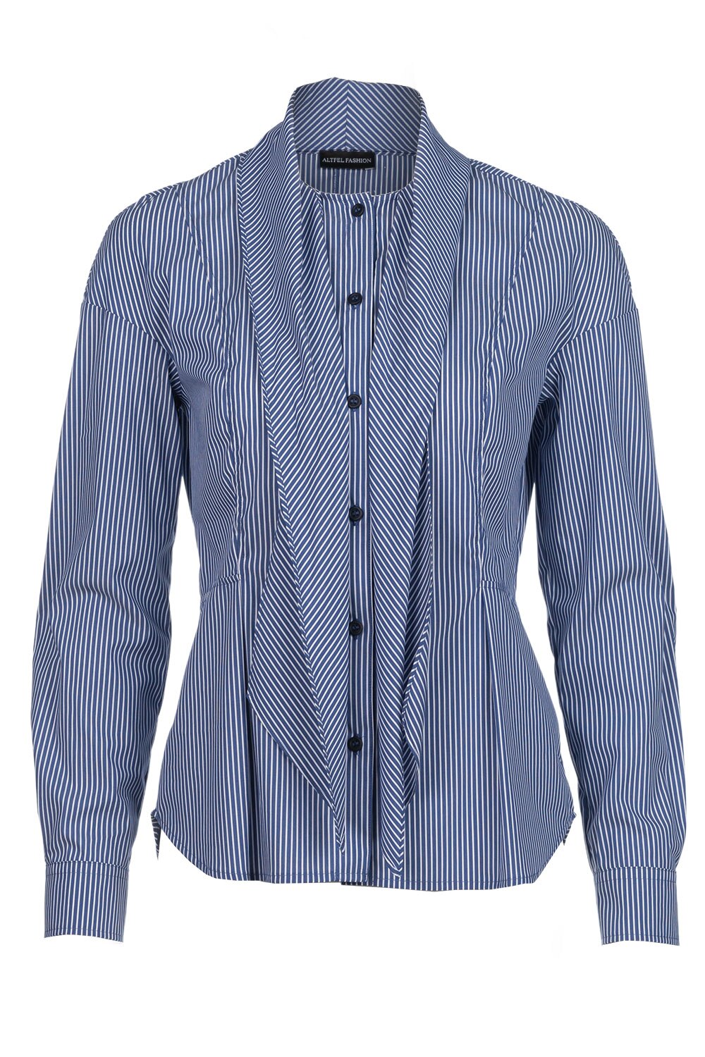 Camasa de dama, din bumbac, Albastru/Alb