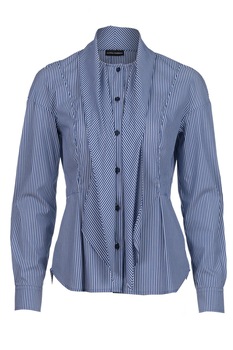 Camasa de dama, din bumbac, Albastru/Alb Camasa de dama, din bumbac, Albastru/Alb