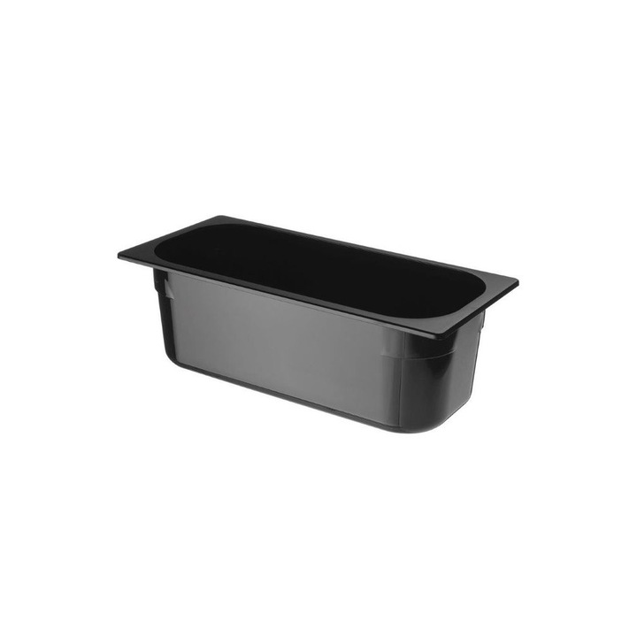 Professzionális Gastronorm polikarbonát fagylalttálca, 5 literes, 360x165x(h)120 mm, fekete