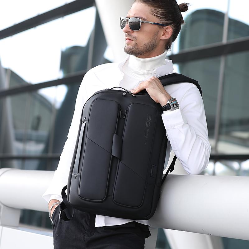 Rucsac laptop 15.6", smart business, compact, impermeabil, cu port de incarcare USB, BANGE, 32x14x46 cm, Negru