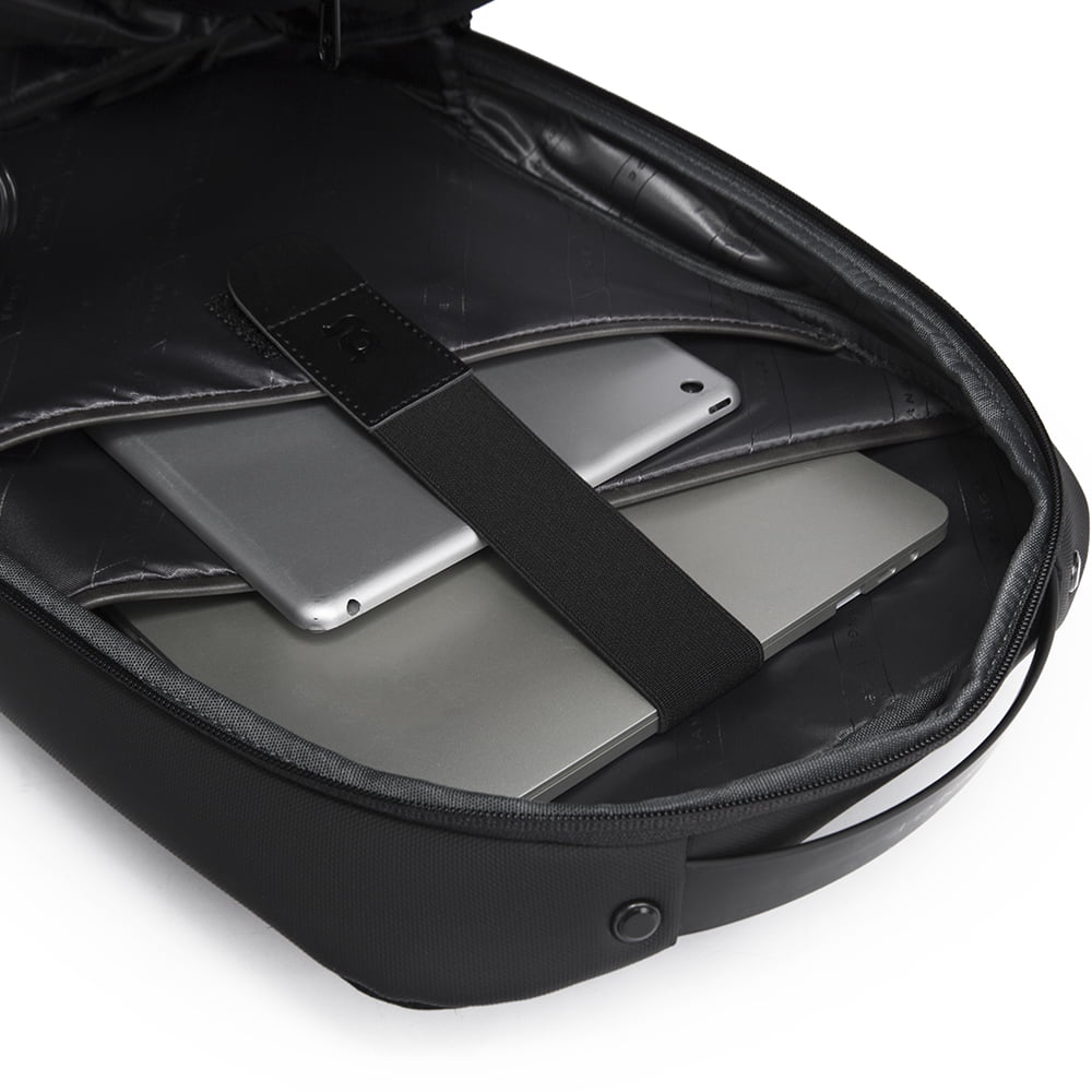 Rucsac laptop 15.6", smart business, compact, impermeabil, cu port de incarcare USB, BANGE, 32x14x46 cm, Negru