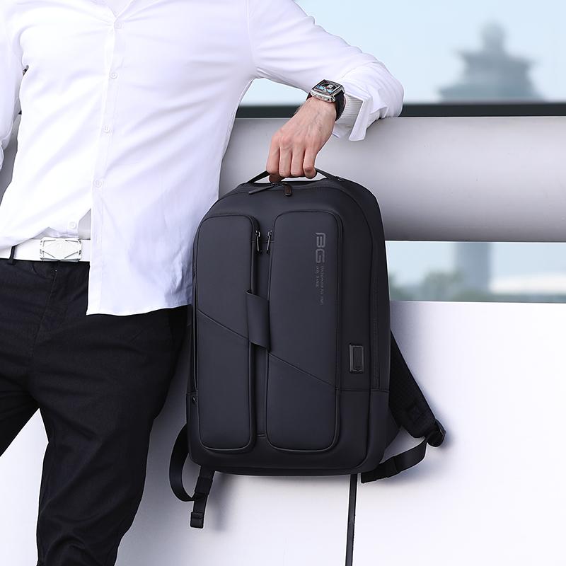 Rucsac laptop 15.6", smart business, compact, impermeabil, cu port de incarcare USB, BANGE, 32x14x46 cm, Negru