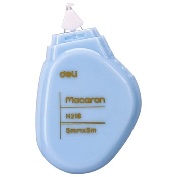 Banda Corectoare Deli Macaron, 5mm x 5m, Albastru Pal Banda Corectoare Deli Macaron, 5mm x 5m, Albastru Pal