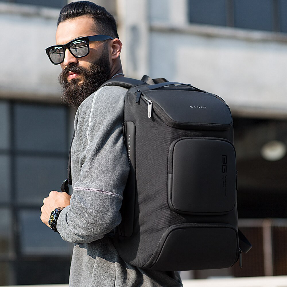 Rucsac laptop 15.6", sport, impermeabil, cu port de incarcare USB, BANGE, Negru