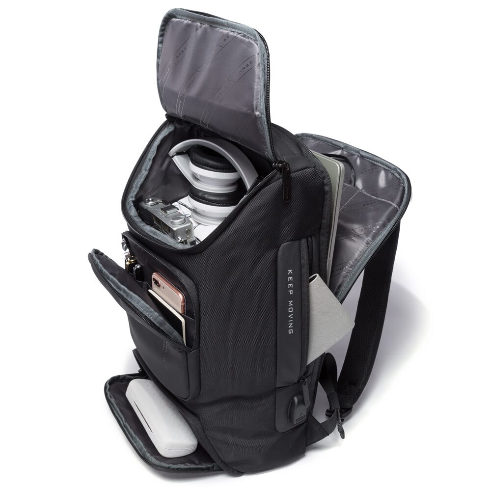 Rucsac laptop 15.6", sport, impermeabil, cu port de incarcare USB, BANGE, Negru