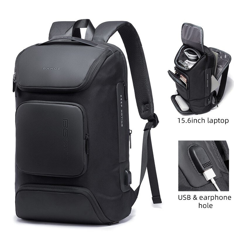 Rucsac laptop 15.6", sport, impermeabil, cu port de incarcare USB, BANGE, Negru