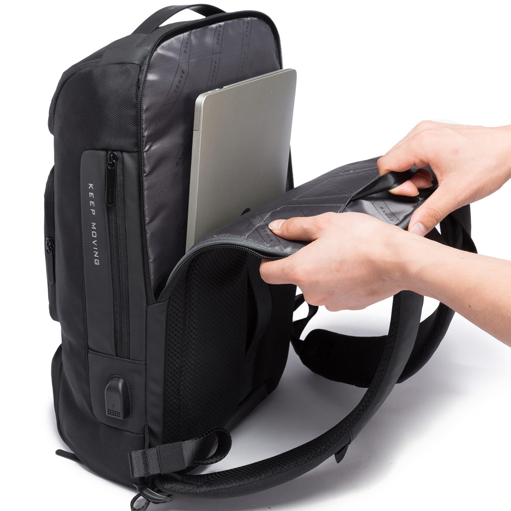 Rucsac laptop 15.6", sport, impermeabil, cu port de incarcare USB, BANGE, Negru