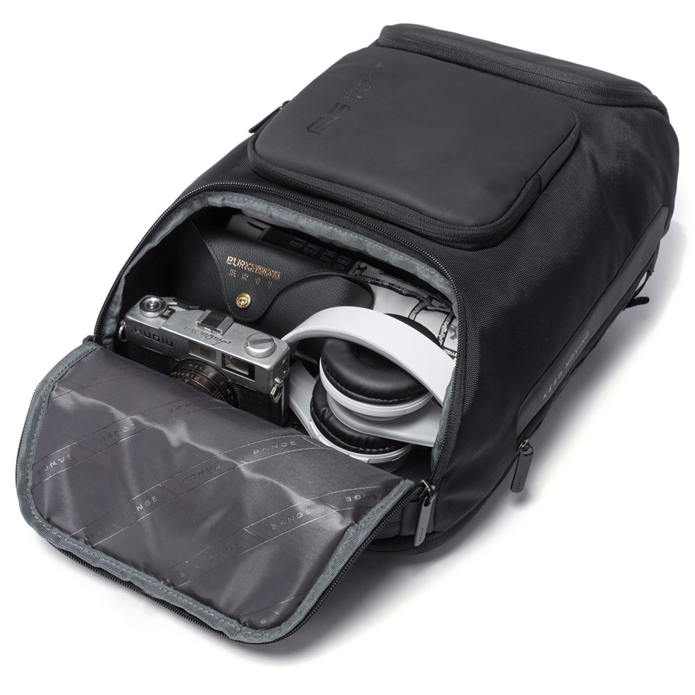 Rucsac laptop 15.6 inch, port USB, si USB-C, sistem fixare pe valiza, rezistent la apa, pentru calatorii, BANGE, BG7078BK, Negru