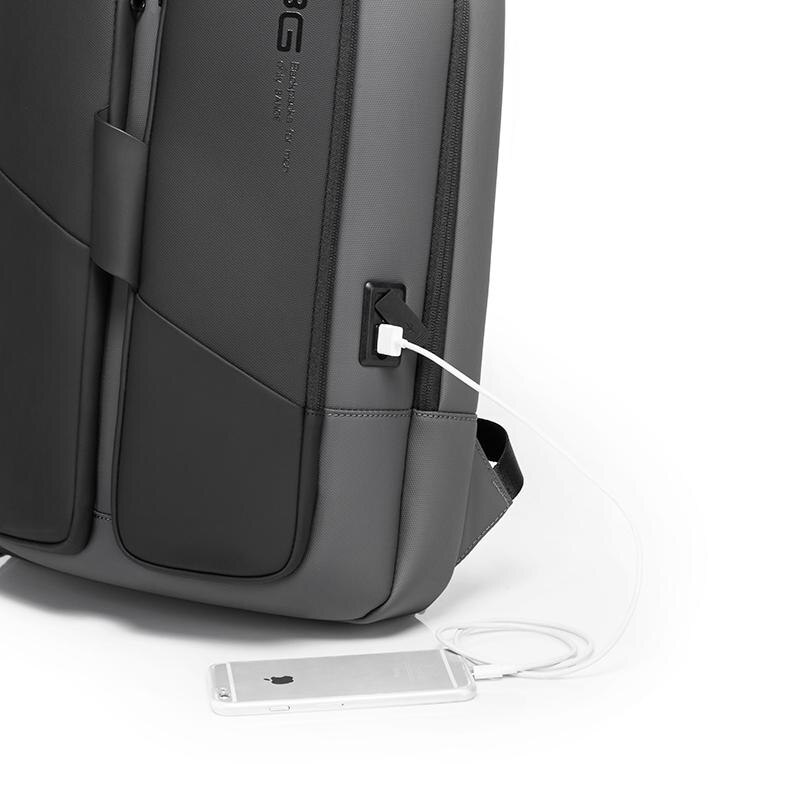Rucsac laptop 15.6", smart business, compact, impermeabil, cu port de incarcare USB, BANGE, Gri