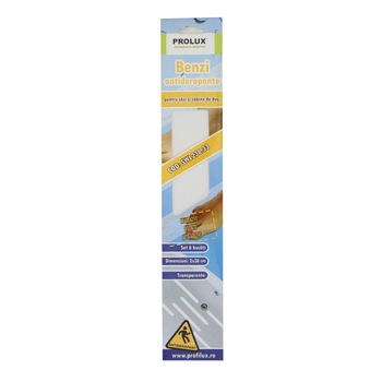 Set 6 buc benzi antiderapante Prolux, 2x38 cm, Transparent Set 6 buc benzi antiderapante Prolux, 2x38 cm, Transparent