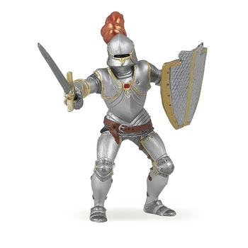 Figurina Papo-Cavaler medieval in armura rosie Figurina Papo-Cavaler medieval in armura rosie