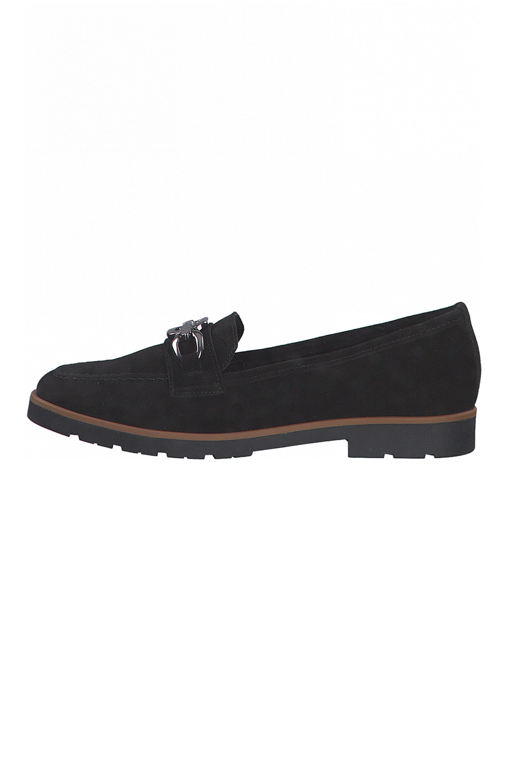 Marco Tozzi, Pantofi loafer de piele intoarsa cu detaliu lant, Negru, 36
