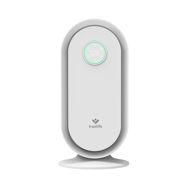 Въздухопречиствател TrueLife TLAIRPP5 с UV лампа и йонизатор, 260 m3/h, за 35m2, мобилно приложение, WIFI връзка, HEPA филтър, бял