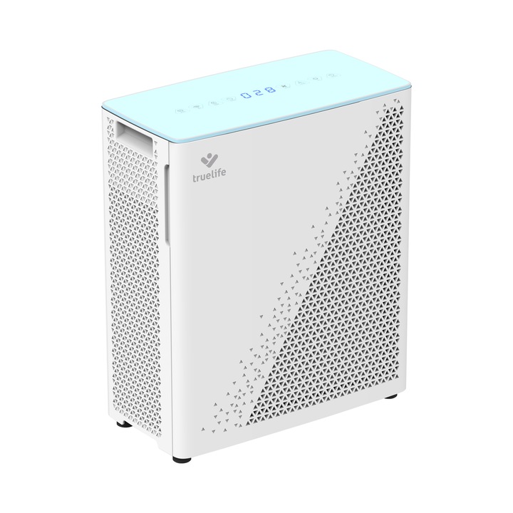 Въздухопречиствател TrueLife TLAIRPP7 с UV лампа и йонизатор, 56W, 310 m3/h, за 40m2, мобилно приложение, WIFI връзка, HEPA филтър, бял