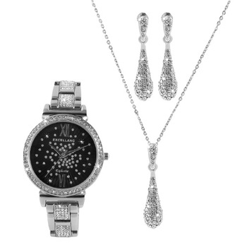 Set cadou, ceas dama, Excellanc, RAINDROP, cercei , lantisor, pandativ silver 1800177-002