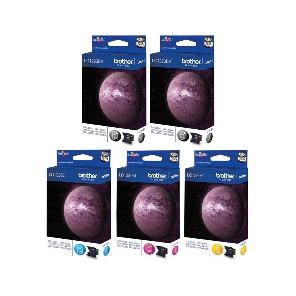 Set Cartus cerneala Brother Original 2xLC1220BK Negru LC1220C Cyan LC1220M Magenta LC1220Y Galben 1500 pagini