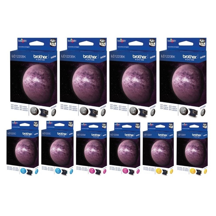Brother Eredeti tintapatron készlet, 4x LC1220BK Fekete 2x LC1220C 2x LC1220M Magenta 2x LC1220Y Sárga 3000 oldal