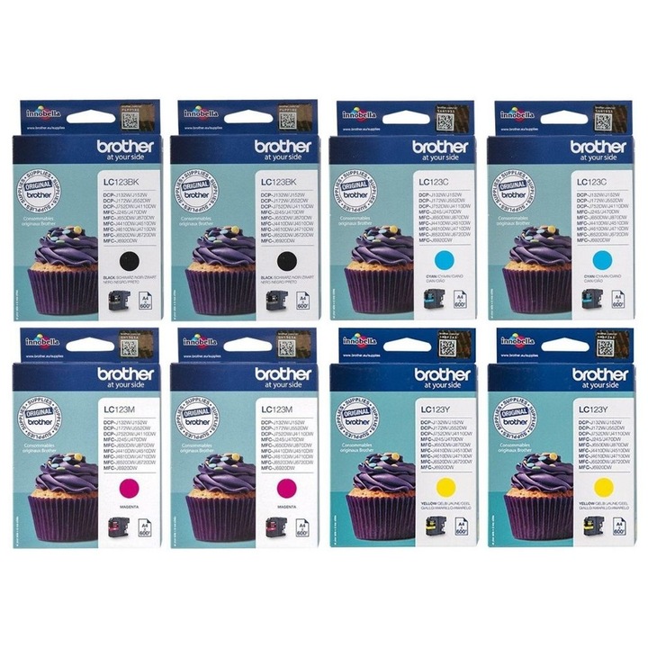 Set Cartus cerneala Brother Original 2x LC123BK Negru 2x LC123C Cyan 2x LC123M Magenta 2x LC123Y Galben 4800 pagini