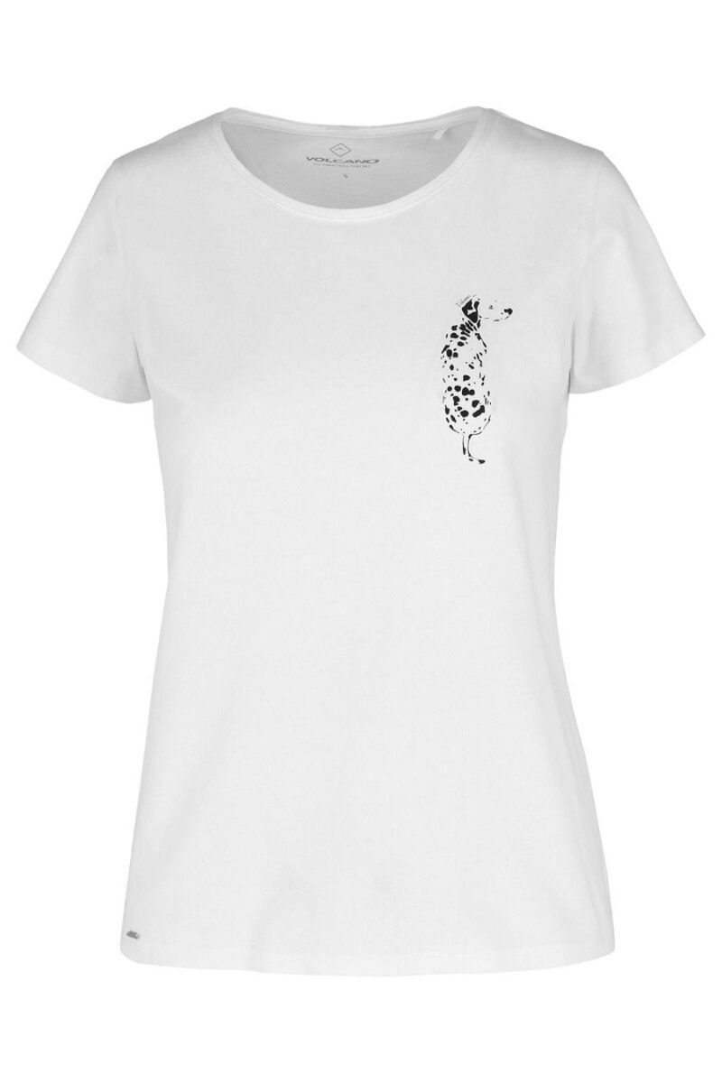 Tricou Volcano T-DOG, Imprimeu grafic, Bumbac, Alb