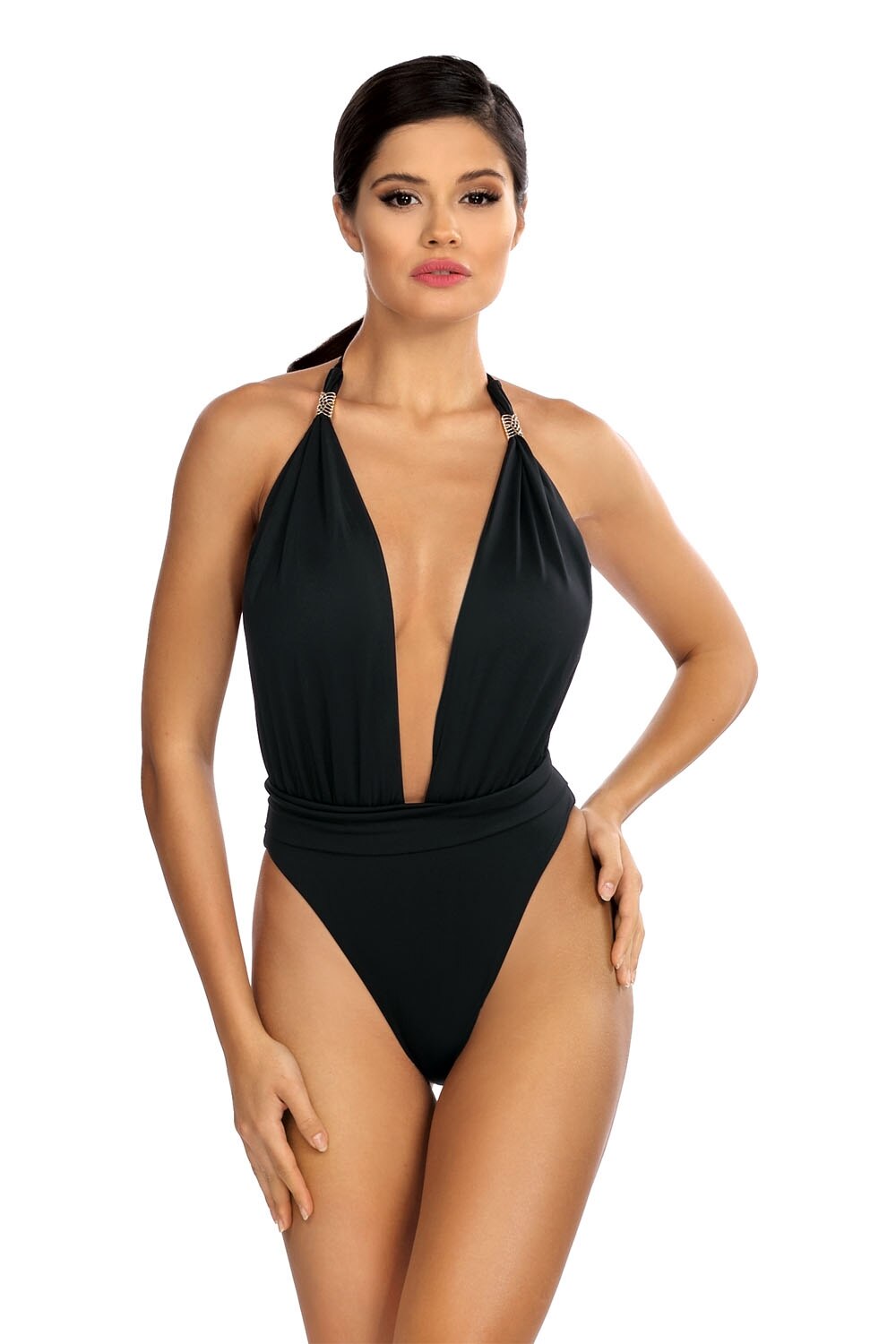Costum de baie intreg negru L4397