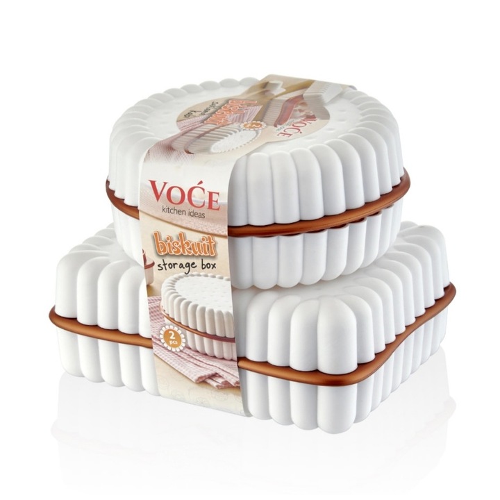 Set 2 cutii alimentare, 0,3lsi 0,5l, plastic,alb