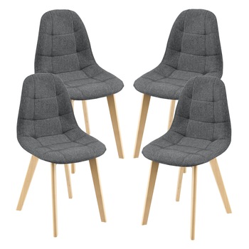 Set 4 bucati scaune bucatarie Kopparberg DG 2VE, 86 x 53 x 47 cm, poliester/lemn fag, gri inchis Set 4 bucati scaune bucatarie Kopparberg DG 2VE, 86 x 53 x 47 cm, poliester/lemn fag, gri inchis