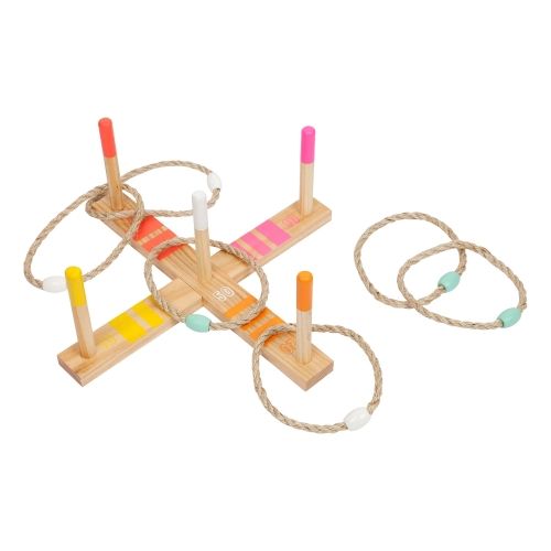 Joc de indemanare Imaginarium Ring Toss Malibu, din lemn, cu 6 inele