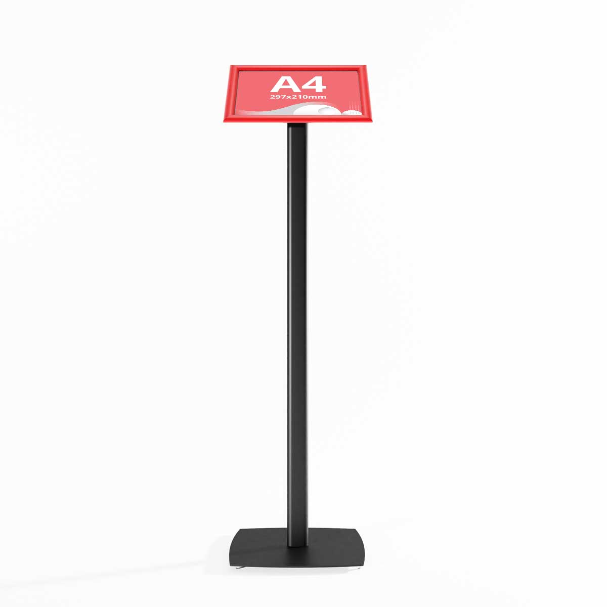 Panou informativ ROSU JJ DISPLAYS rama click inclinata, Landscape dimensiune print A4 210 x 297mm