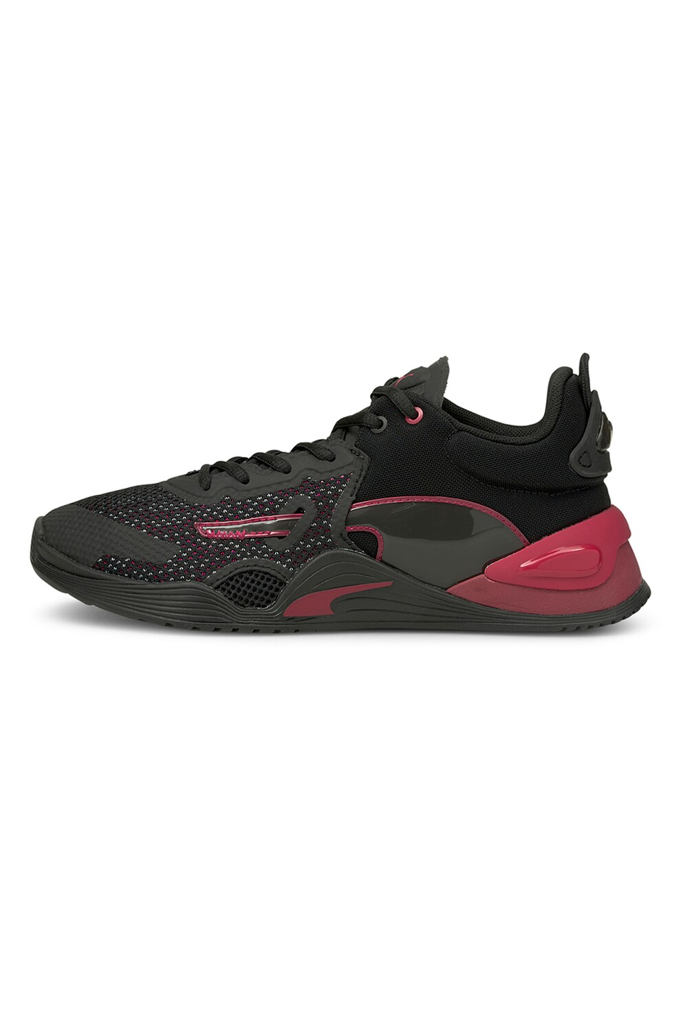 Puma, Pantofi din material textil pentru antrenament Fuse, Negru/Rosu inchis