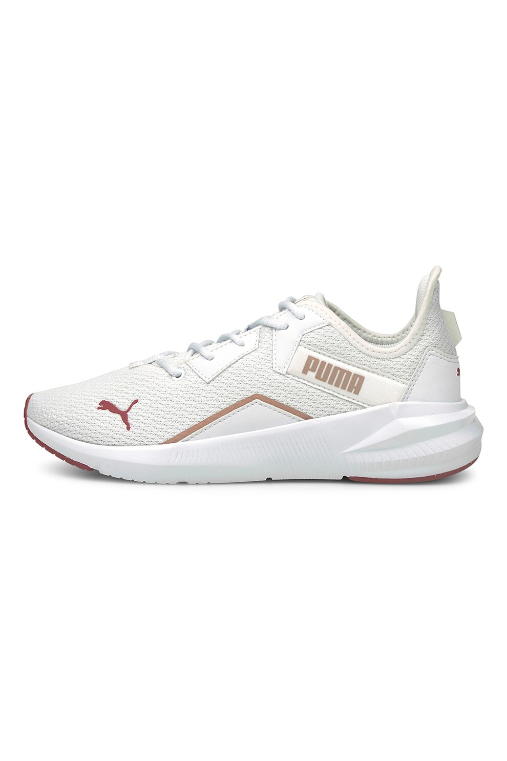 Puma, Pantofi low-top din plasa pentru antrenament Platinum Shimmer, Alb/Rosu Bordeaux