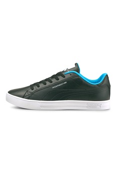Puma, Pantofi sport din piele ecologica cu detalii logo Smash Vulc V3, Negru/Albastru Puma, Pantofi sport din piele ecologica cu detalii logo Smash Vulc V3, Negru/Albastru