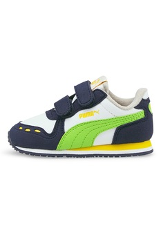 Puma, Pantofi sport cu garnituri din piele ecologica si piele intoarsa Cabana Racer, Bleumarin/Alb/Verde electric Puma, Pantofi sport cu garnituri din piele ecologica si piele intoarsa Cabana Racer, Bleumarin/Alb/Verde electric