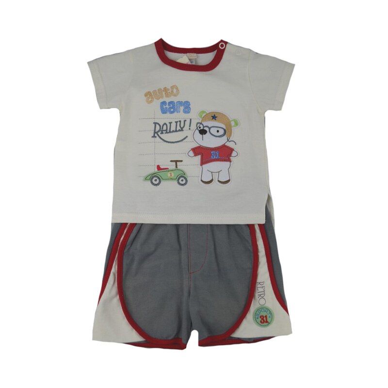 Compleu 2 piese de vara pentru baieti Koala Formula 04-037C, Crem 68 cm