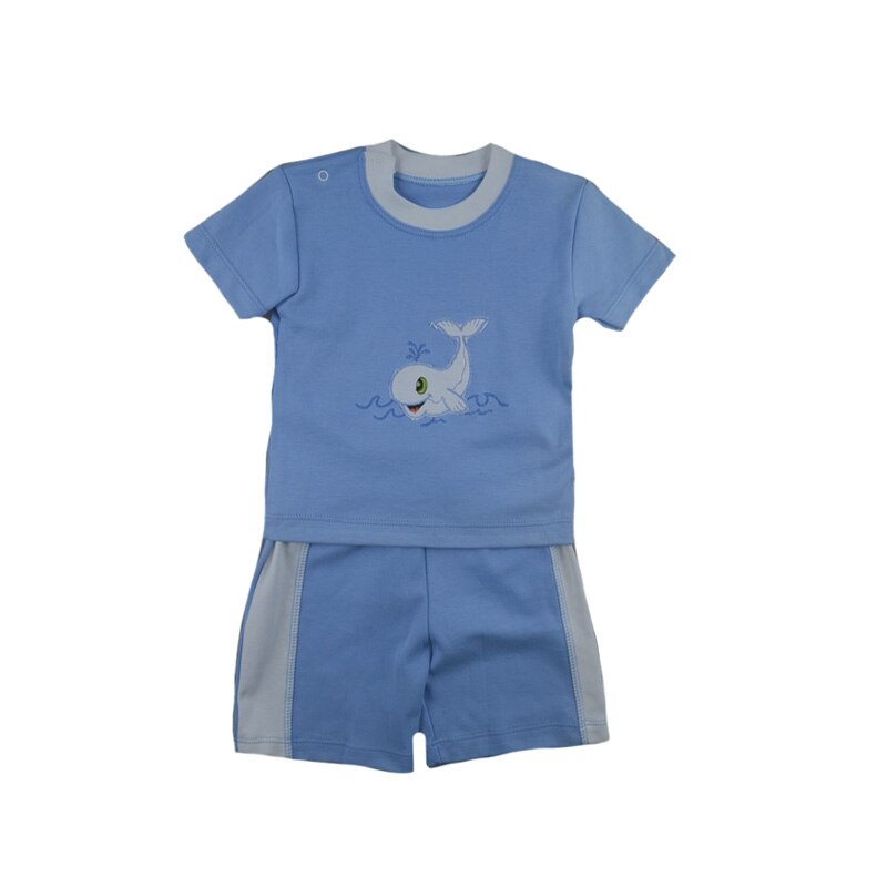 Compleu 2 piese de vara pentru baieti Mini Junior 32-3A, Albastru 62-68 cm