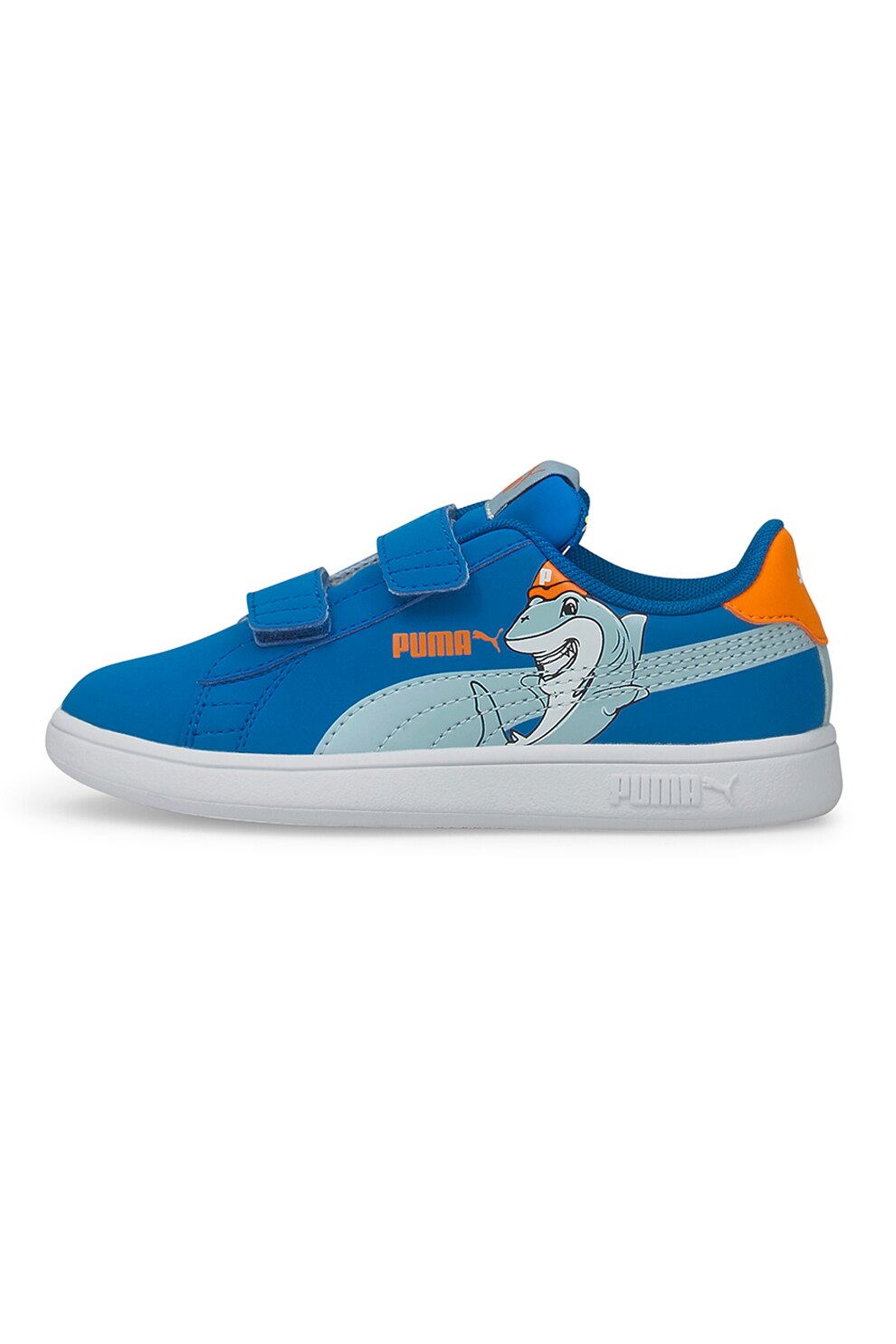 Puma, Pantofi sport cu inchidere velcro Smash v2 Lil, Albastru