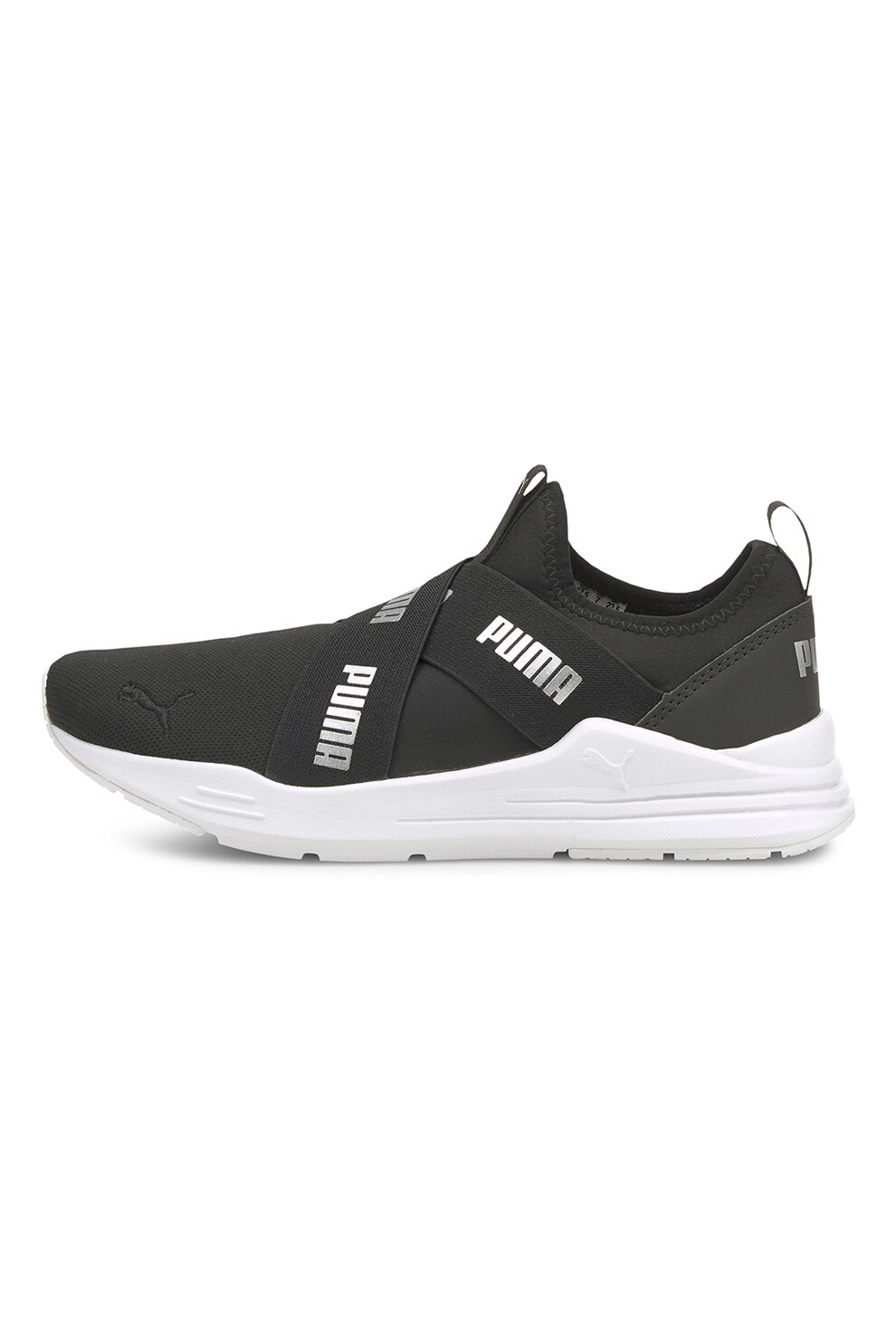 Puma, Pantofi sport slip-on Wired Run, Negru/Argintiu