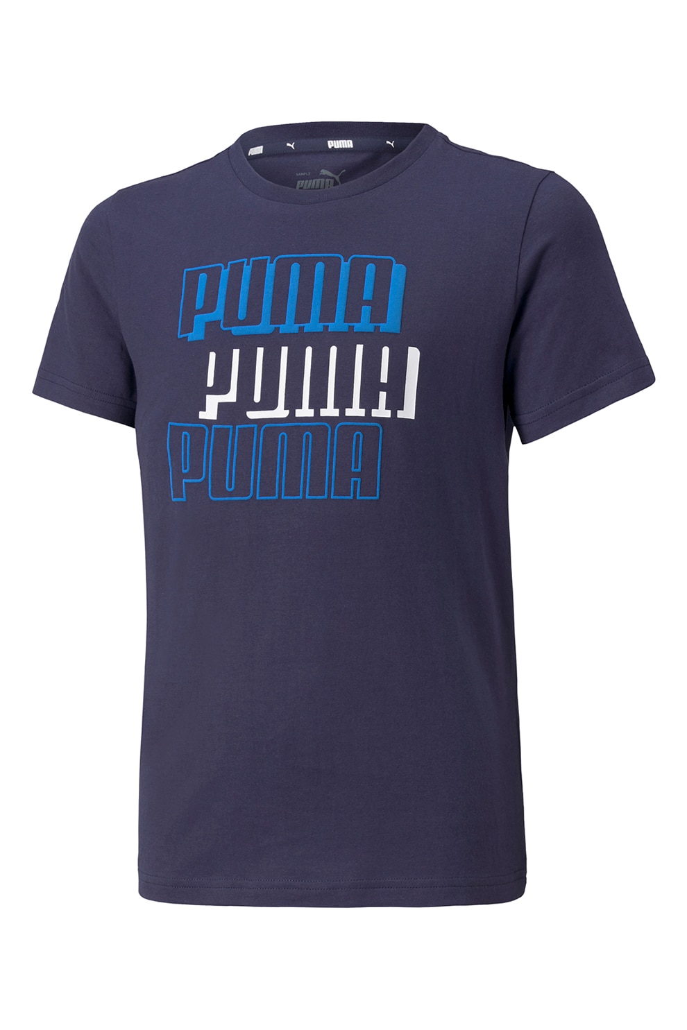 Puma, Tricou de bumbac cu imprimeu logo, Bleumarin