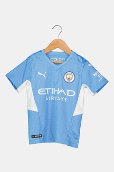 Puma, Tricou cu decolteu in V pentru fotbal MCFC HOME Shirt Replica, Albastru pastel/Alb Puma, Tricou cu decolteu in V pentru fotbal MCFC HOME Shirt Replica, Albastru pastel/Alb