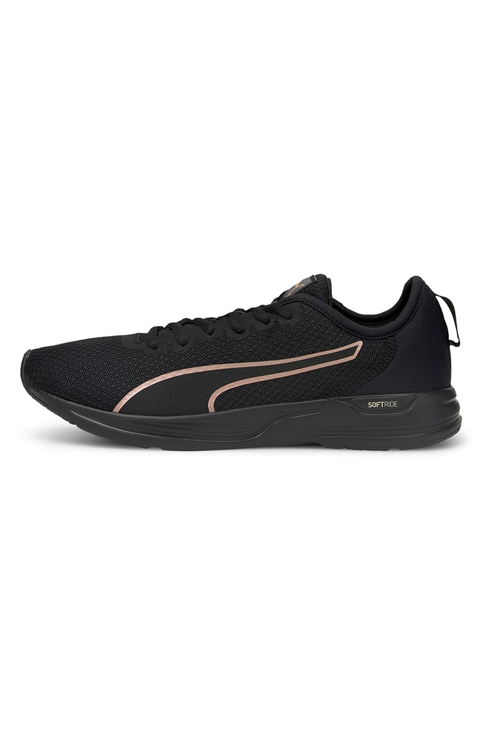 Puma, Pantofi din plasa cu detalii logo pentru alergare Accent, Negru/Roz piersica