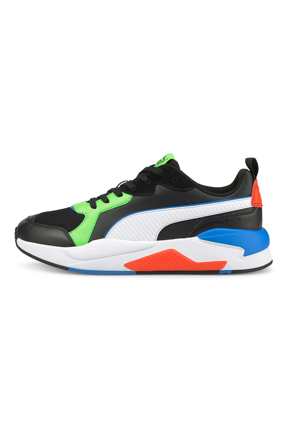 Puma, Pantofi sport cu garnituri din piele ecologica X-Ray, Negru/Alb/Verde