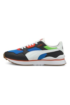 Puma, Pantofi sport low-top cu garnituri din piele ecologica si logo R78 Futr, Negru/Alb/Albastru Puma, Pantofi sport low-top cu garnituri din piele ecologica si logo R78 Futr, Negru/Alb/Albastru