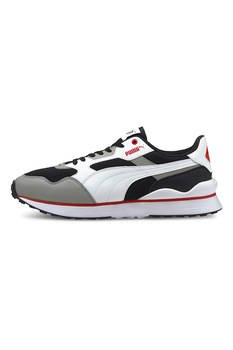 Puma, Pantofi sport low-top cu garnituri din piele ecologica si logo R78 Futr, Negru/Alb