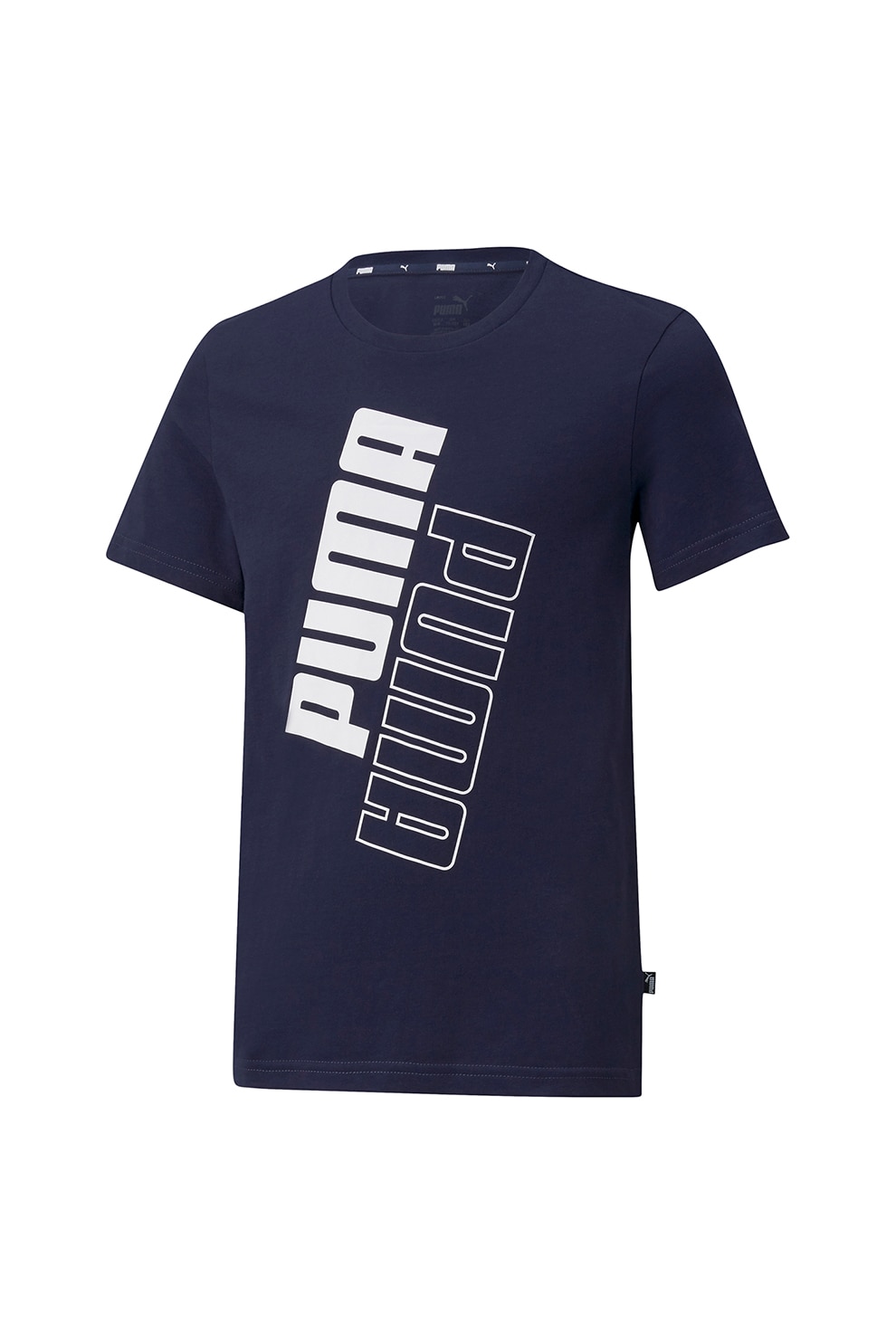 Puma, Tricou cu imprimeu logo Power, bleumarin inchis, alb