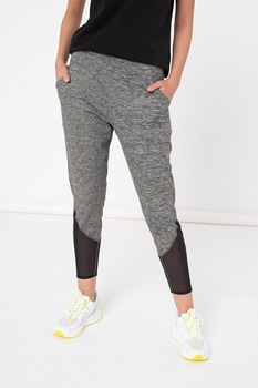 Puma, Pantaloni slim fit pentru fitness Studio, Gri inchis melange/Negru Puma, Pantaloni slim fit pentru fitness Studio, Gri inchis melange/Negru